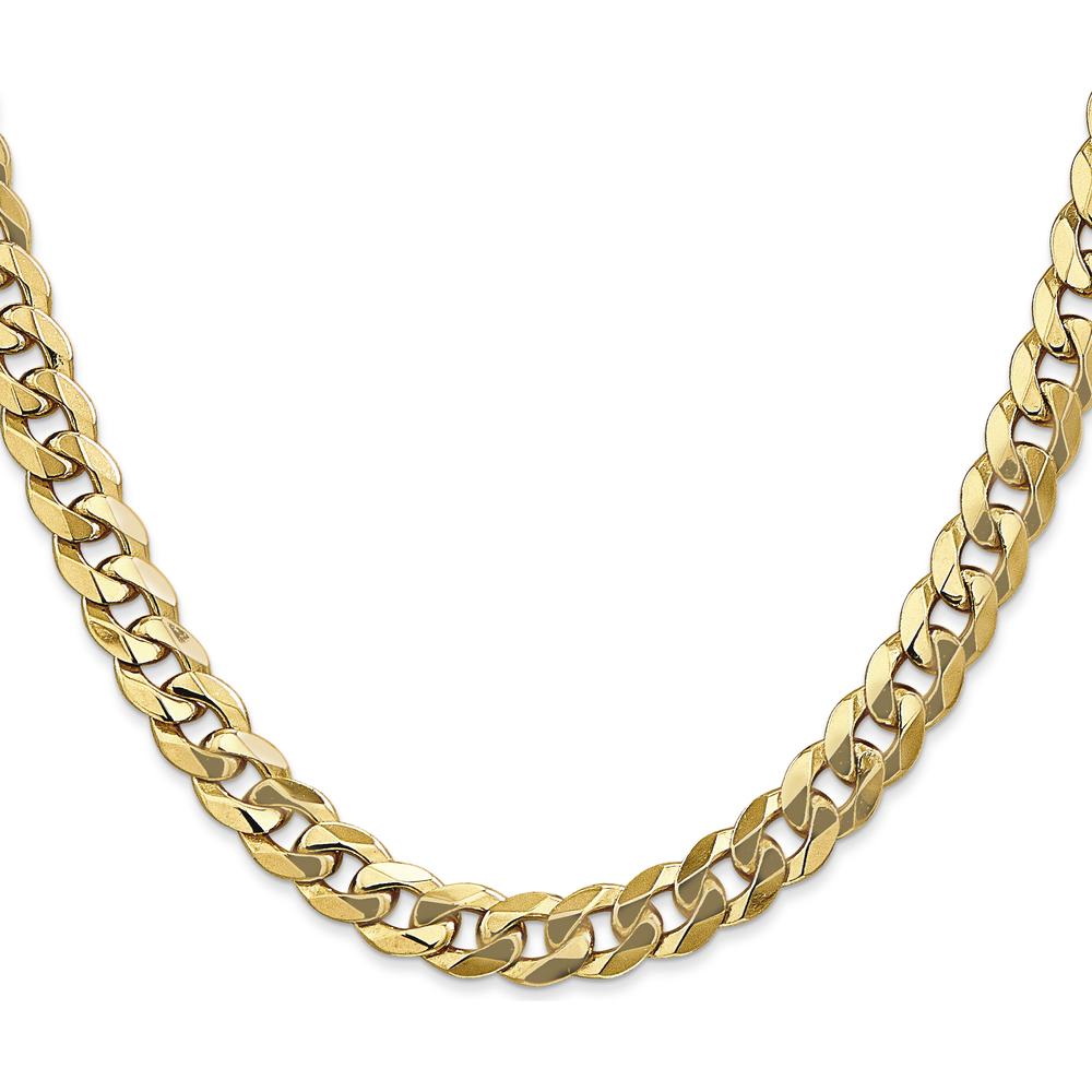 14K Yellow Gold 28" 8mm Flat Beveled Curb Chain Necklace with Lobster Clasp by Oro Pregiato