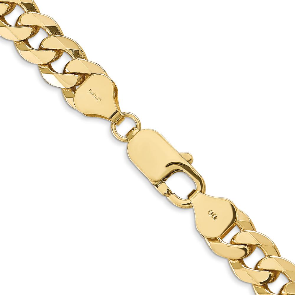 14K Yellow Gold 28" 8mm Flat Beveled Curb Chain Necklace with Lobster Clasp by Oro Pregiato