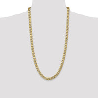 14K Yellow Gold 28" 8mm Flat Beveled Curb Chain Necklace with Lobster Clasp by Oro Pregiato