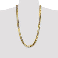 14K Yellow Gold 28" 9.5mm Flat Beveled Curb Chain with Lobster Clasp by Oro Pregiato