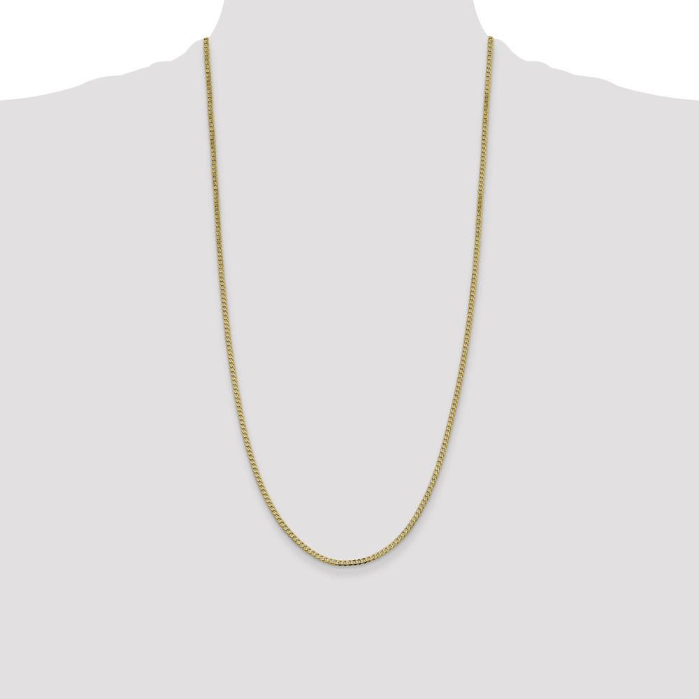 14K Yellow Gold 28" Beveled Curb Chain Necklace - 2.3mm Width with Lobster Clasp by Oro Pregiato