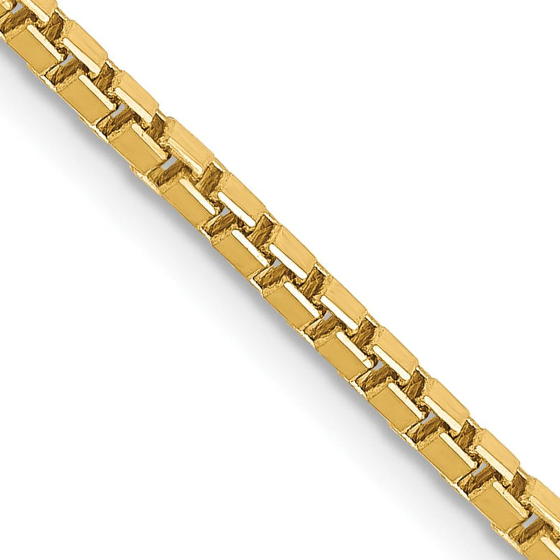 14K Yellow Gold 28" Box Chain Necklace - 1.9mm Width with Lobster Clasp by Oro Pregiato