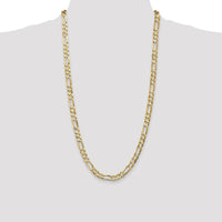 14K Yellow Gold 28" Concave Open Figaro Chain - 6.75mm by Oro Pregiato