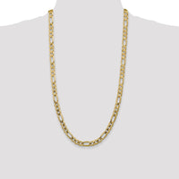 14K Yellow Gold 28" Concave Open Figaro Chain - 7.5mm Width with Lobster Clasp by Oro Pregiato