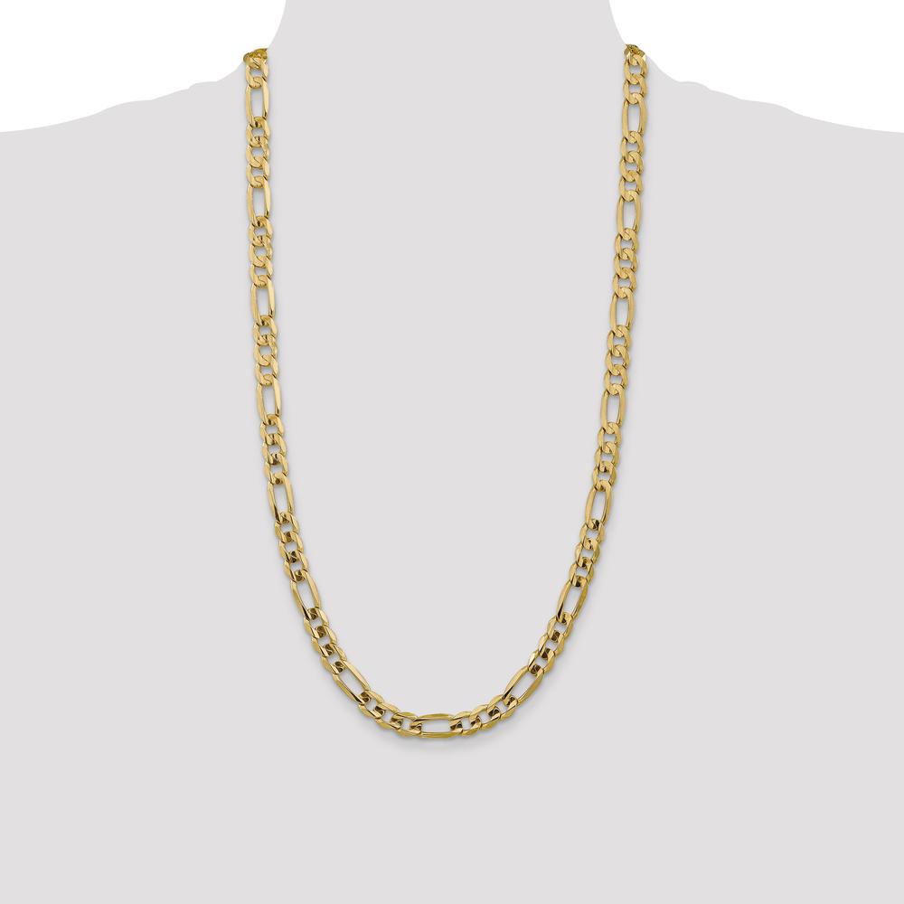 14K Yellow Gold 28" Concave Open Figaro Chain - 7.5mm Width with Lobster Clasp by Oro Pregiato