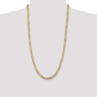 14K Yellow Gold 28" Concave Open Figaro Chain Necklace - 5.5mm Width with Lobster Clasp by Oro Pregiato