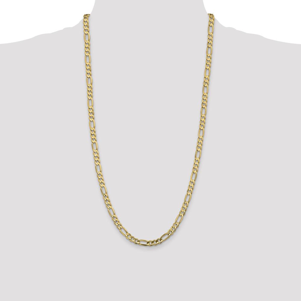 14K Yellow Gold 28" Concave Open Figaro Chain Necklace - 5.5mm Width with Lobster Clasp by Oro Pregiato