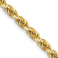 14K Yellow Gold 28" Diamond-Cut Quadruple Rope Chain - 4mm Width with Lobster Clasp by Oro Pregiato