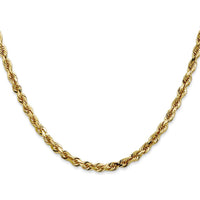 14K Yellow Gold 28" Diamond-Cut Quadruple Rope Chain - 4mm Width with Lobster Clasp by Oro Pregiato
