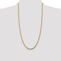 14K Yellow Gold 28" Diamond-Cut Quadruple Rope Chain - 4mm Width with Lobster Clasp by Oro Pregiato