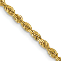 14K Yellow Gold 28" Diamond-Cut Rope Chain - 2.25mm Width, Lobster Clasp by Oro Pregiato