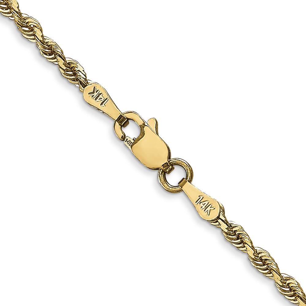 14K Yellow Gold 28" Diamond-Cut Rope Chain - 2.25mm Width, Lobster Clasp by Oro Pregiato
