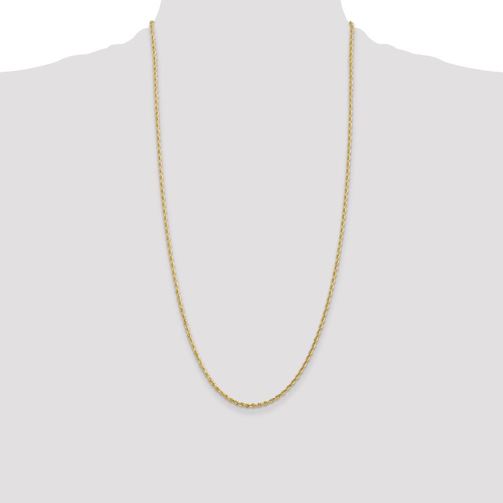 14K Yellow Gold 28" Diamond-Cut Rope Chain - 2.25mm Width, Lobster Clasp by Oro Pregiato