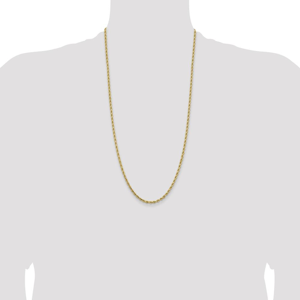 14K Yellow Gold 28" Diamond-Cut Rope Chain Necklace - 3.25mm Width