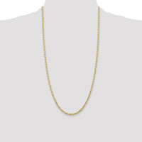 14K Yellow Gold 28" Diamond-Cut Rope Chain Necklace - 3mm Width by Oro Pregiato