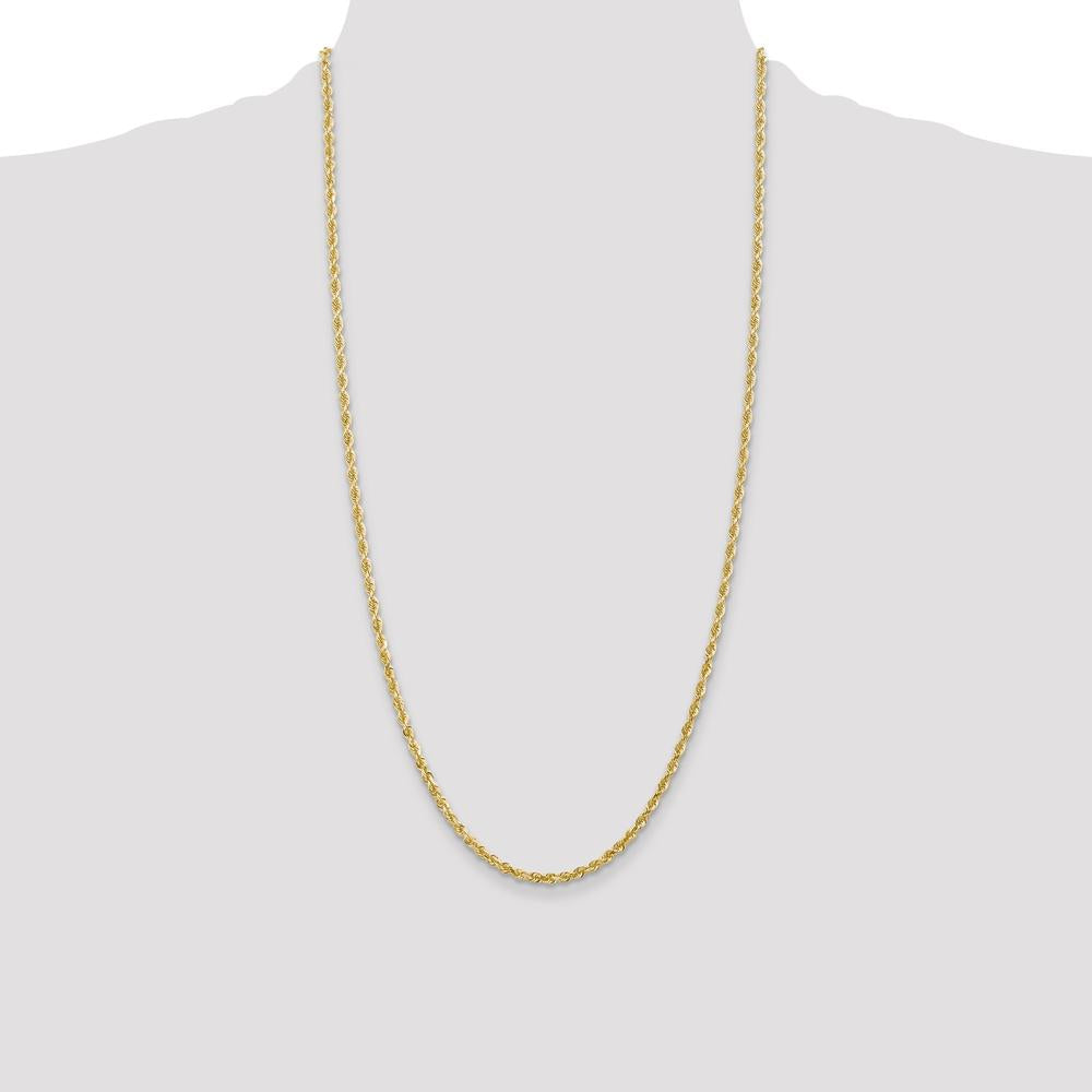 14K Yellow Gold 28" Diamond-Cut Rope Chain Necklace - 3mm Width by Oro Pregiato