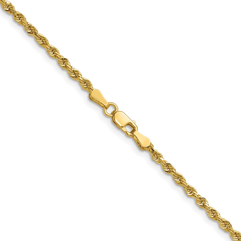 14K Yellow Gold 28" Diamond-Cut Rope Chain Necklace with Lobster Clasp - 2.25mm Solid Handcrafted Design