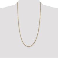 14K Yellow Gold 28" Diamond-Cut Rope Chain Necklace with Lobster Clasp - 2.25mm Solid Handcrafted Design