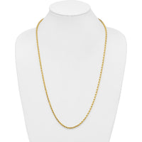 14K Yellow Gold 28" Diamond-Cut Rope Chain Necklace with Lobster Clasp - 3.5mm Solid Handmade Design