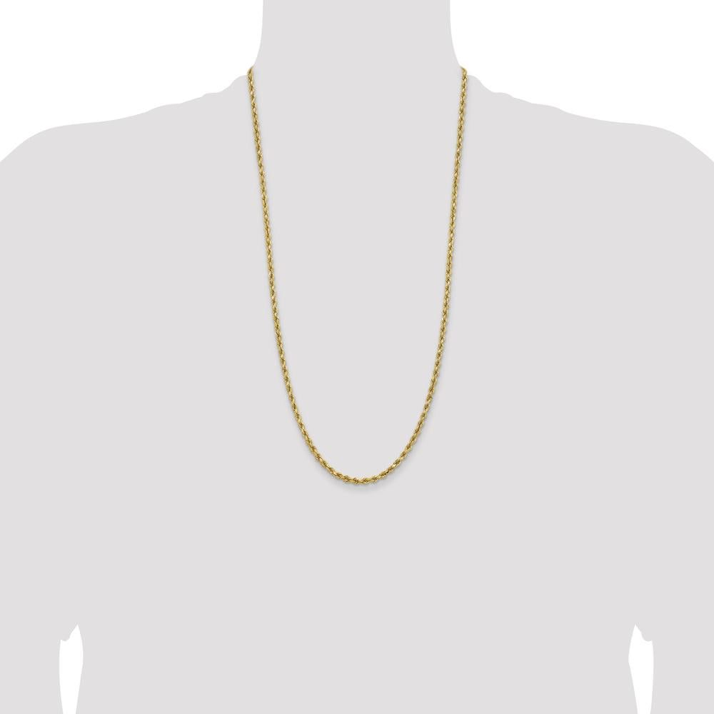 14K Yellow Gold 28" Diamond-Cut Rope Chain Necklace with Lobster Clasp - 3.75mm