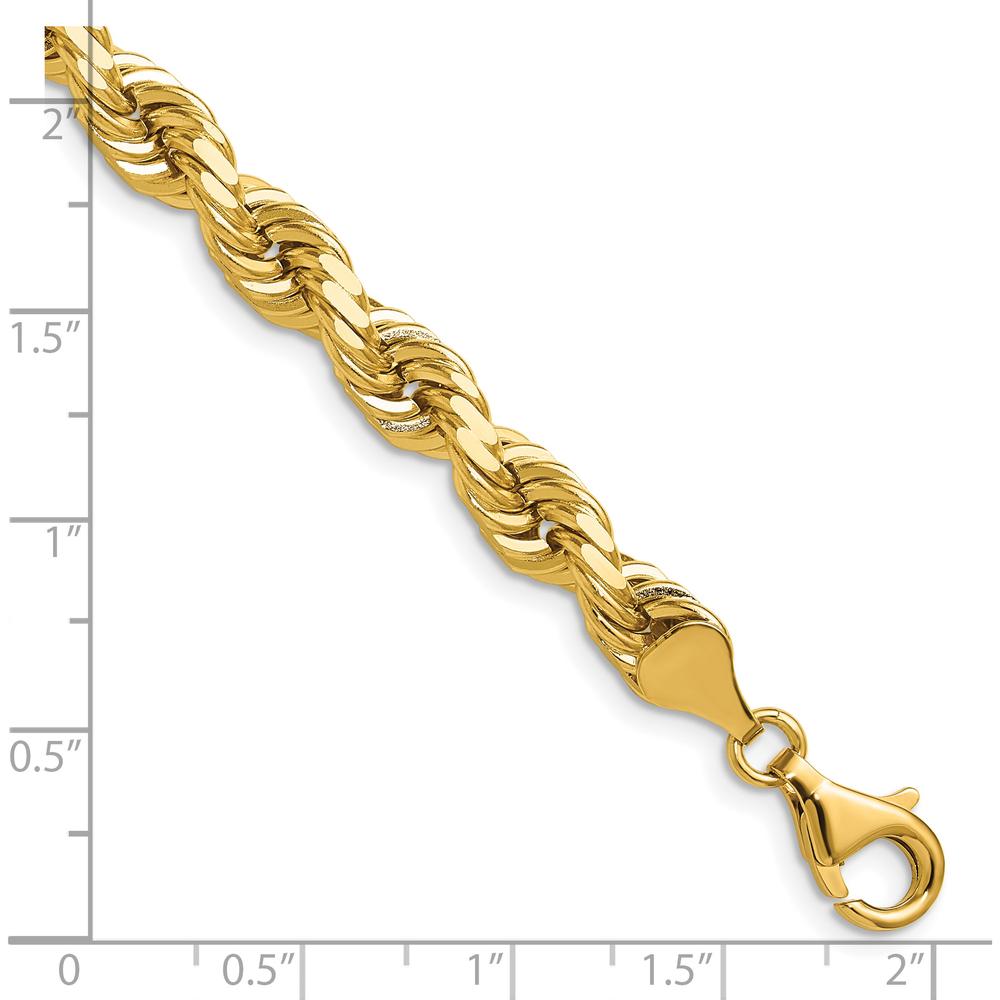 14K Yellow Gold 28" Diamond-Cut Rope Chain with Fancy Lobster Clasp - 6.5mm Width