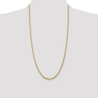 14K Yellow Gold 28" Diamond-Cut Rope Chain with Lobster Clasp - 3.35mm Width by Oro Pregiato
