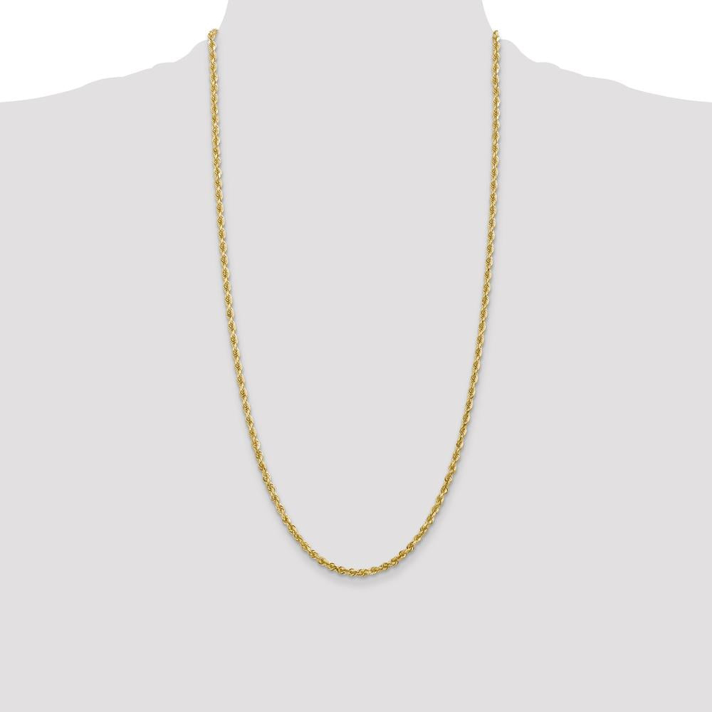 14K Yellow Gold 28" Diamond-Cut Rope Chain with Lobster Clasp - 3.35mm Width by Oro Pregiato