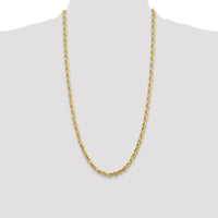 14K Yellow Gold 28" Diamond-Cut Rope Chain with Lobster Clasp - 5mm Width by Oro Pregiato