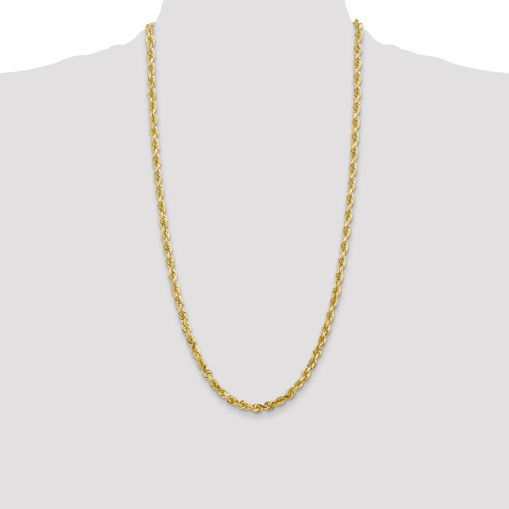 14K Yellow Gold 28" Diamond-Cut Rope Chain with Lobster Clasp - 5mm Width by Oro Pregiato