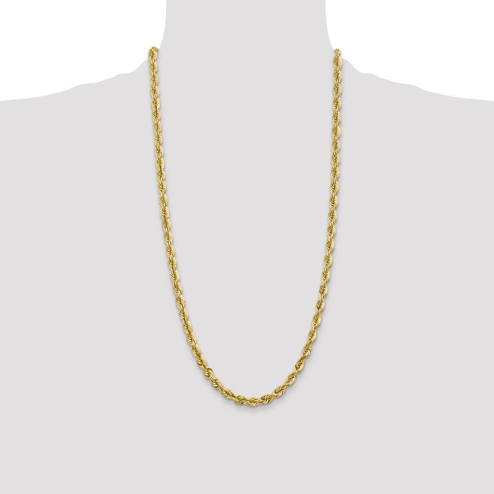 14K Yellow Gold 28" Diamond-Cut Rope Necklace with Fancy Lobster Clasp - 5.5mm Width