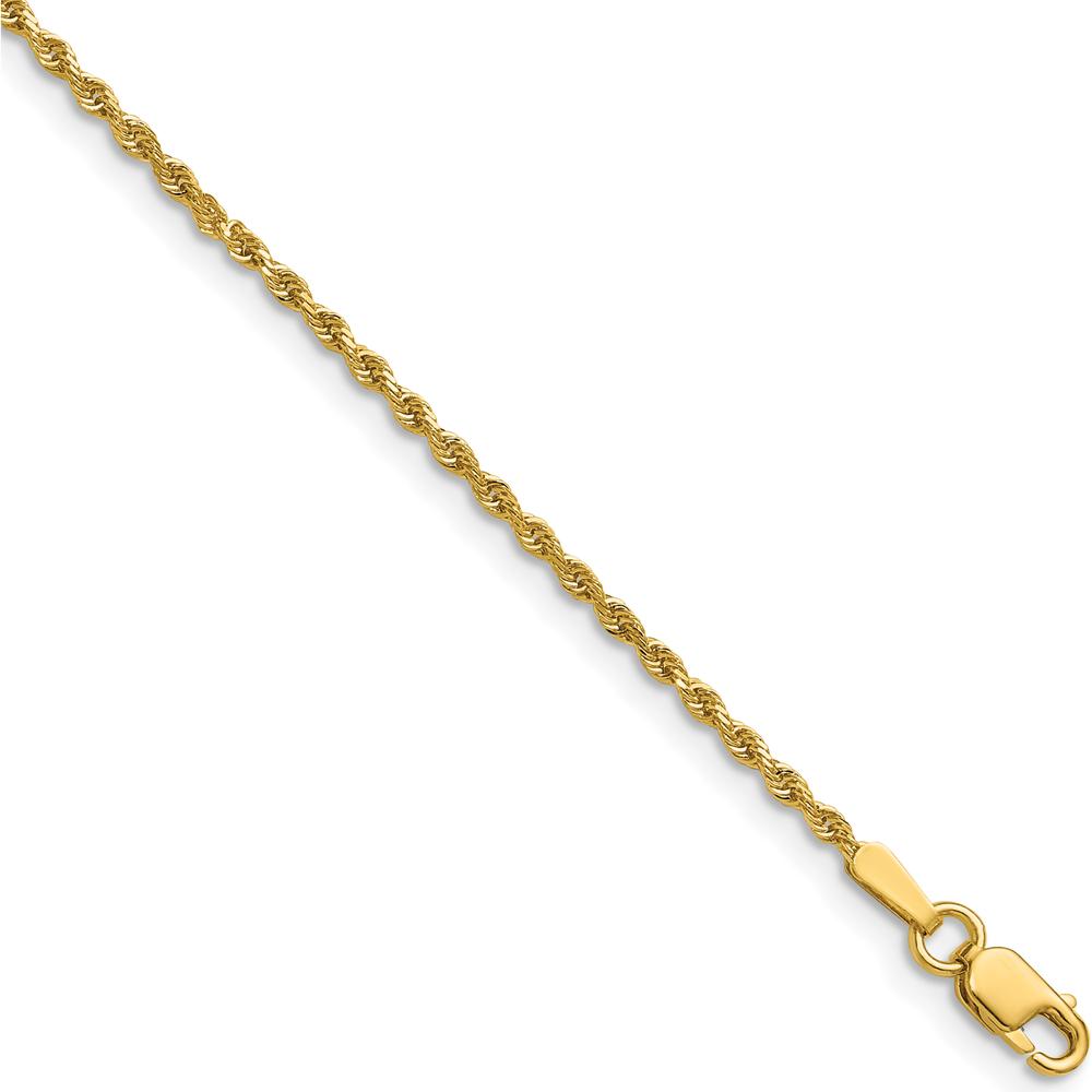 14K Yellow Gold 28" Diamond-Cut Rope Necklace with Lobster Clasp