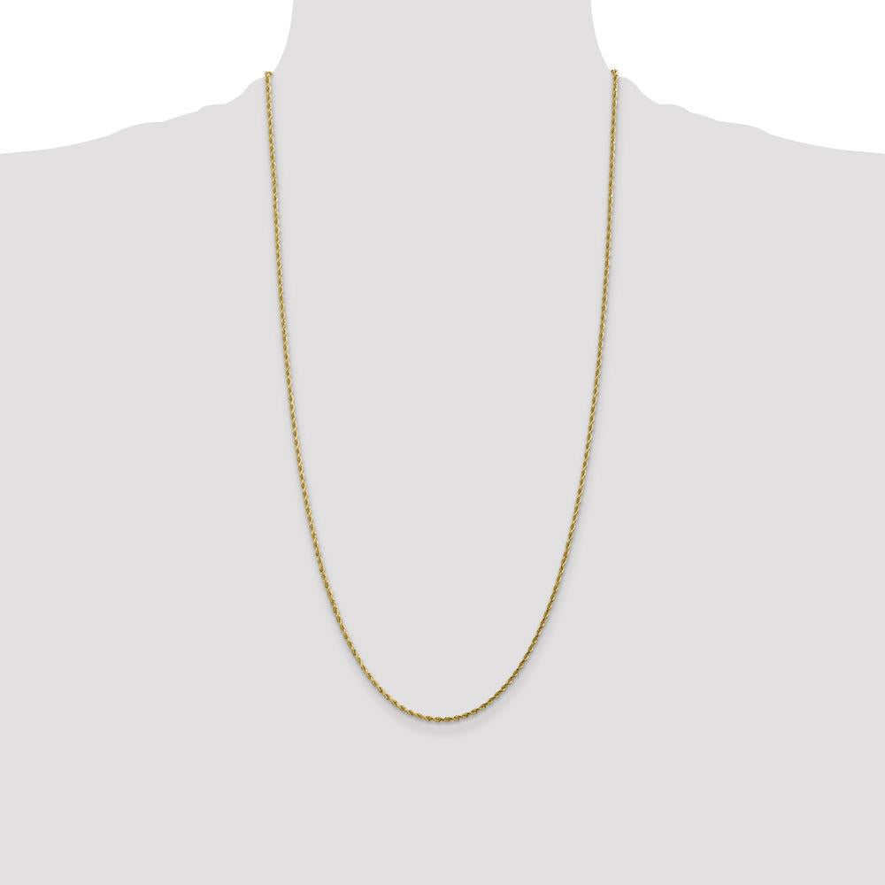 14K Yellow Gold 28" Diamond-Cut Rope Necklace with Lobster Clasp