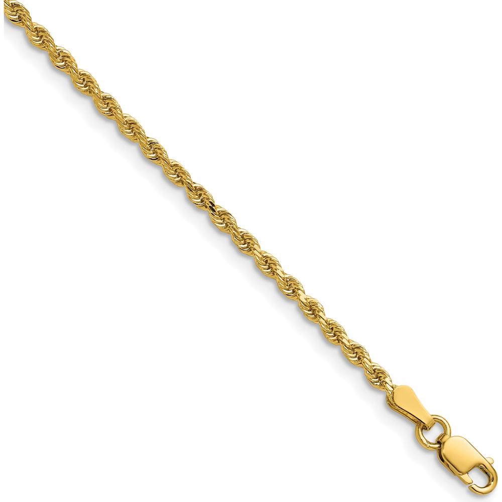 14K Yellow Gold 28" Diamond-Cut Rope Necklace with Lobster Clasp