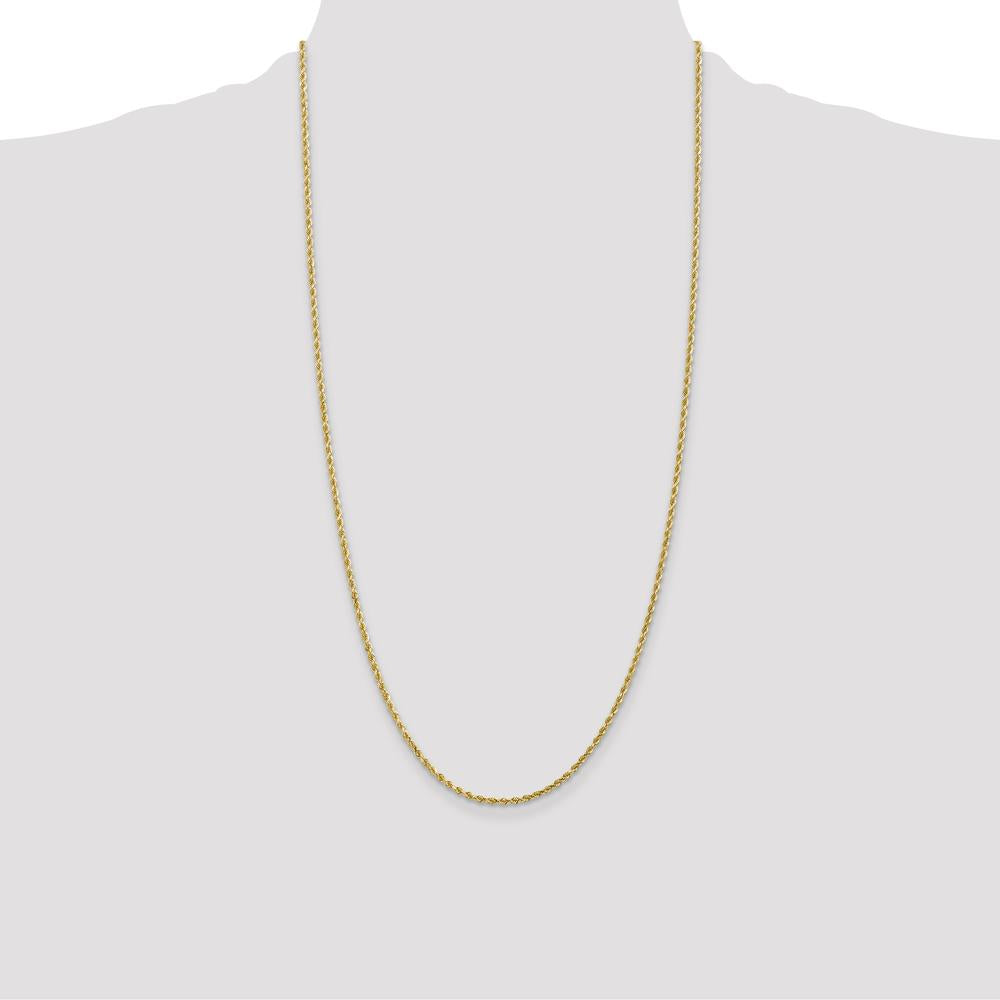 14K Yellow Gold 28" Diamond-Cut Rope Necklace with Lobster Clasp