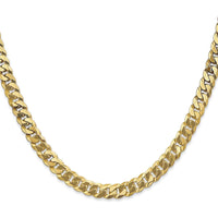 14K Yellow Gold 28" Flat Beveled Curb Chain Necklace - 6.25mm Width, Lobster Clasp Closure by Oro Pregiato