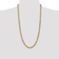 14K Yellow Gold 28" Flat Beveled Curb Chain Necklace - 6.25mm Width, Lobster Clasp Closure by Oro Pregiato