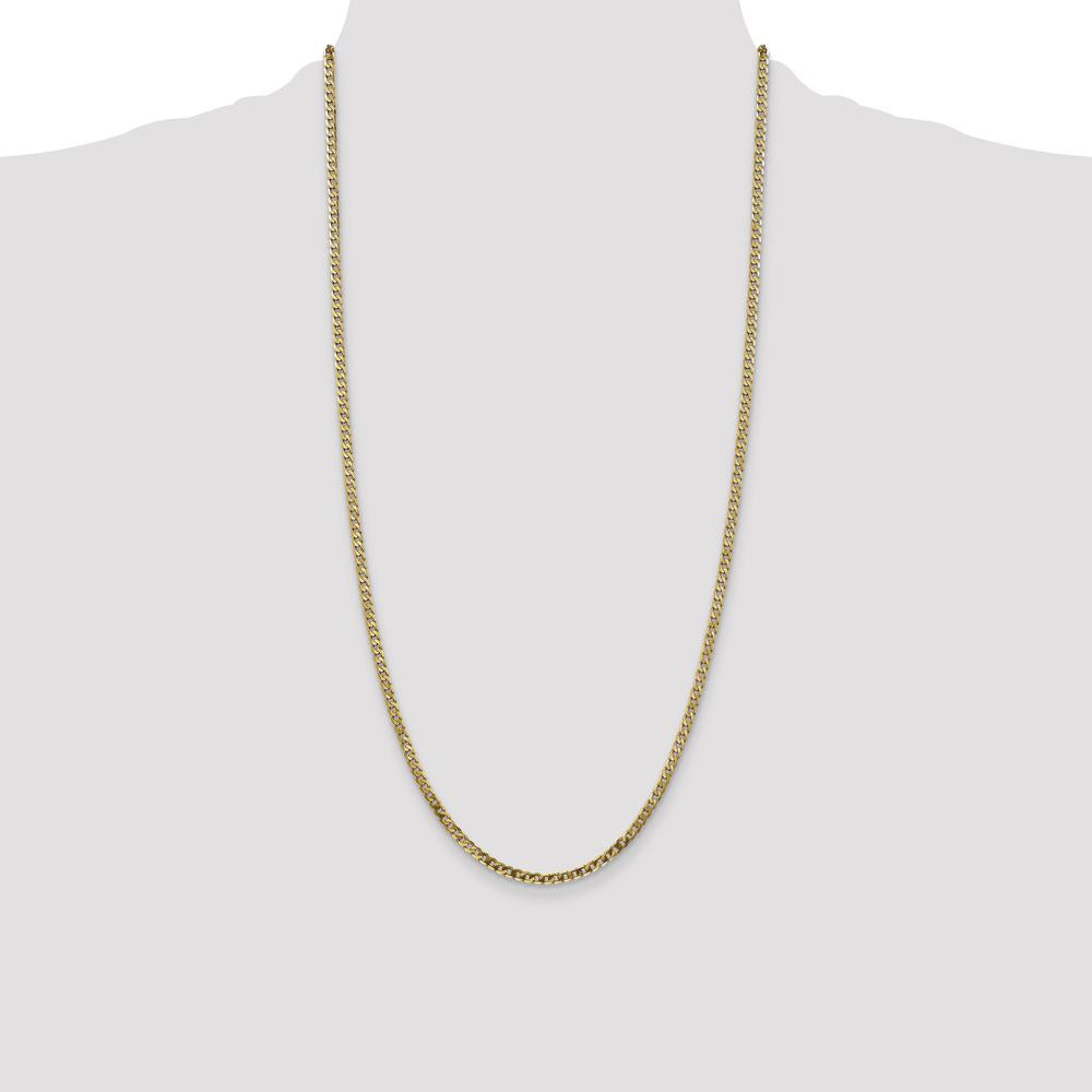 14K Yellow Gold 28" Flat Beveled Curb Chain with Lobster Clasp - 2.9mm Width by Oro Pregiato