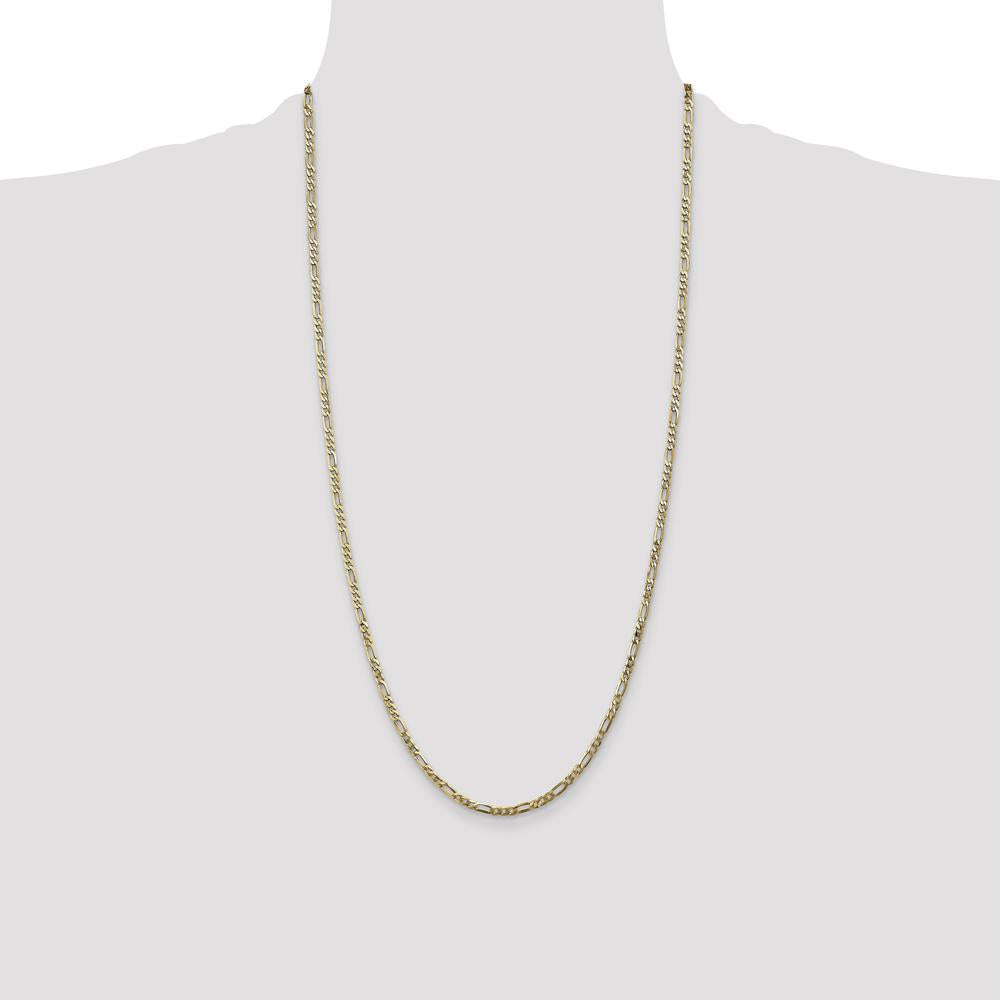 14K Yellow Gold 28" Flat Figaro Chain - 2.75mm Width with Lobster Clasp by Oro Pregiato