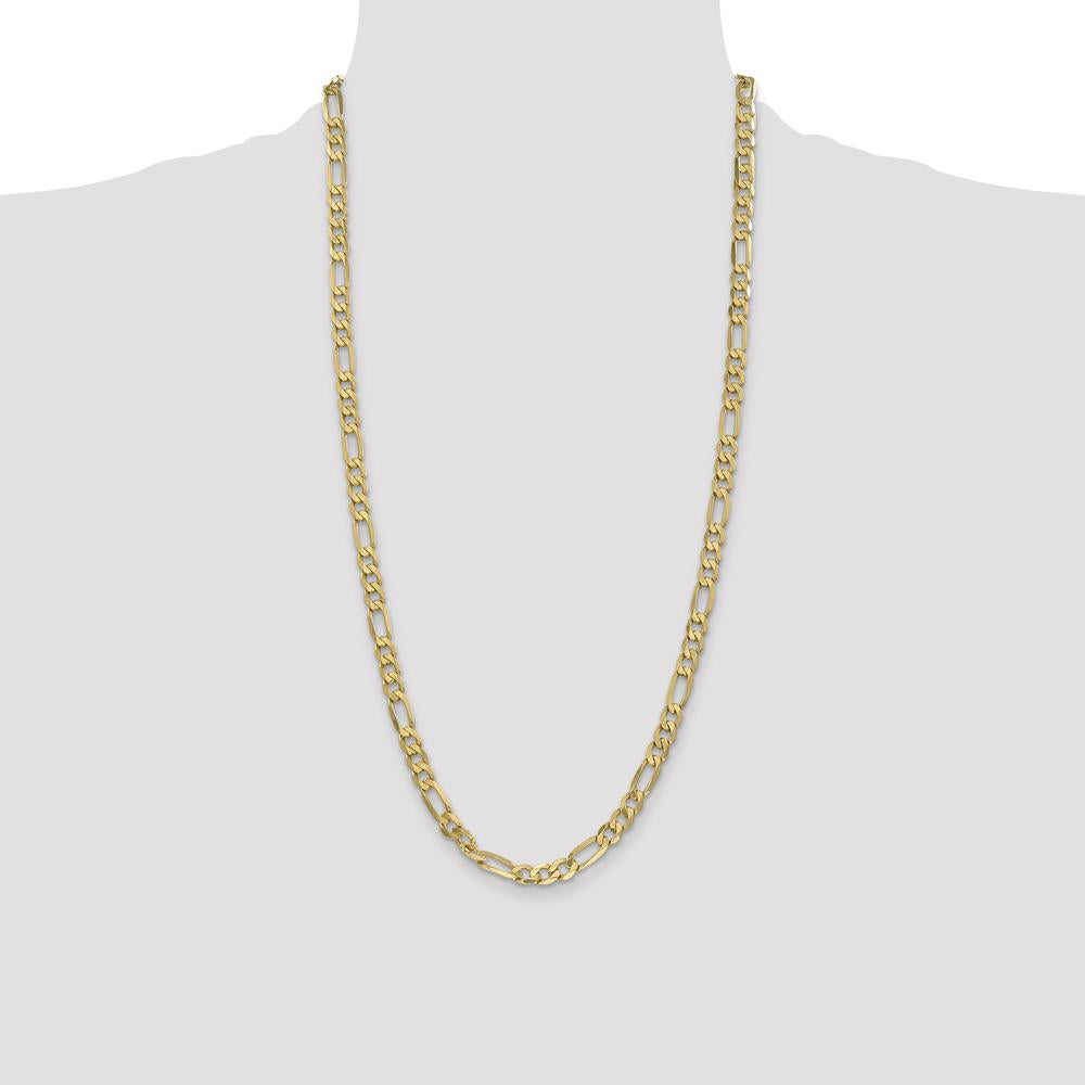14K Yellow Gold 28" Flat Figaro Chain Necklace - 6.25mm Width by Oro Pregiato