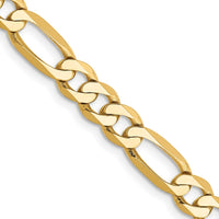 14K Yellow Gold 28" Flat Figaro Chain with Polished Finish - 5.25mm Width by Oro Pregiato
