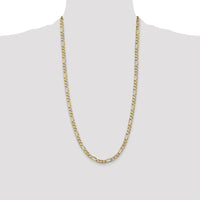 14K Yellow Gold 28" Flat Figaro Chain with Polished Finish - 5.25mm Width by Oro Pregiato