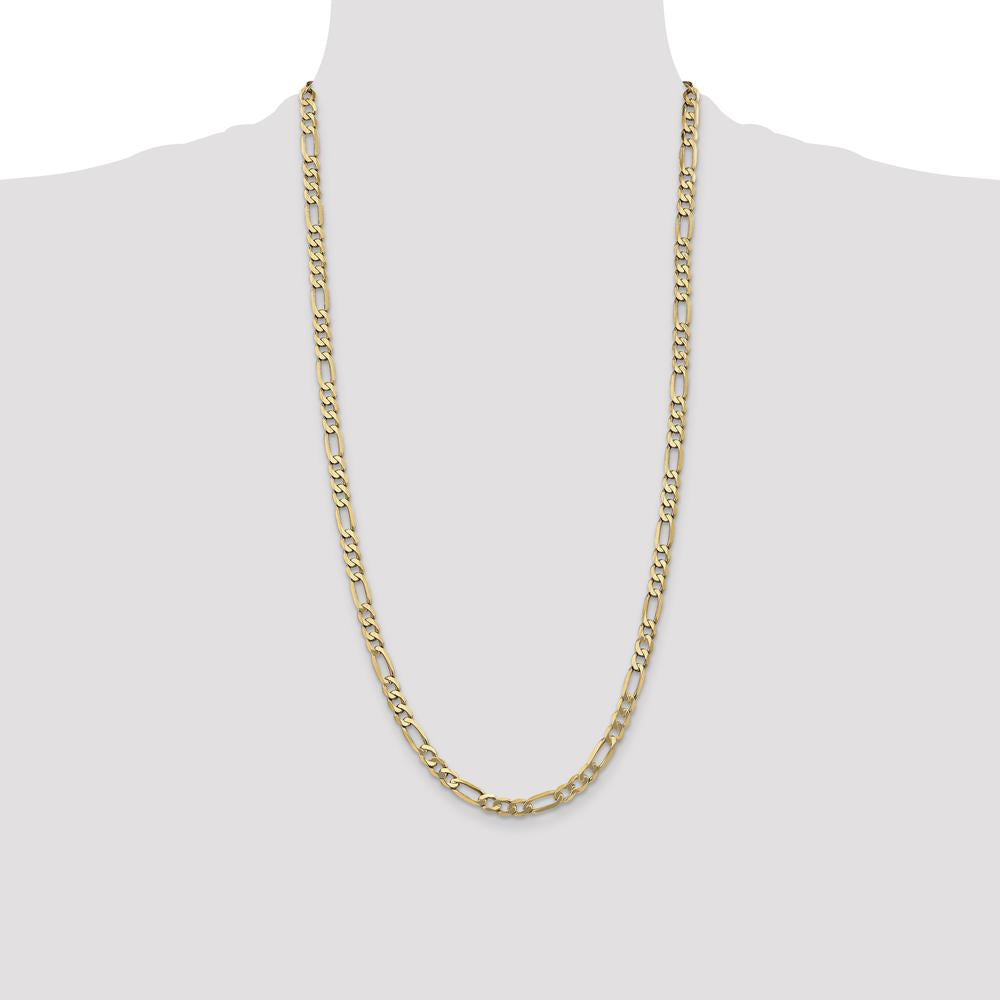 14K Yellow Gold 28" Flat Figaro Chain with Polished Finish - 5.25mm Width by Oro Pregiato