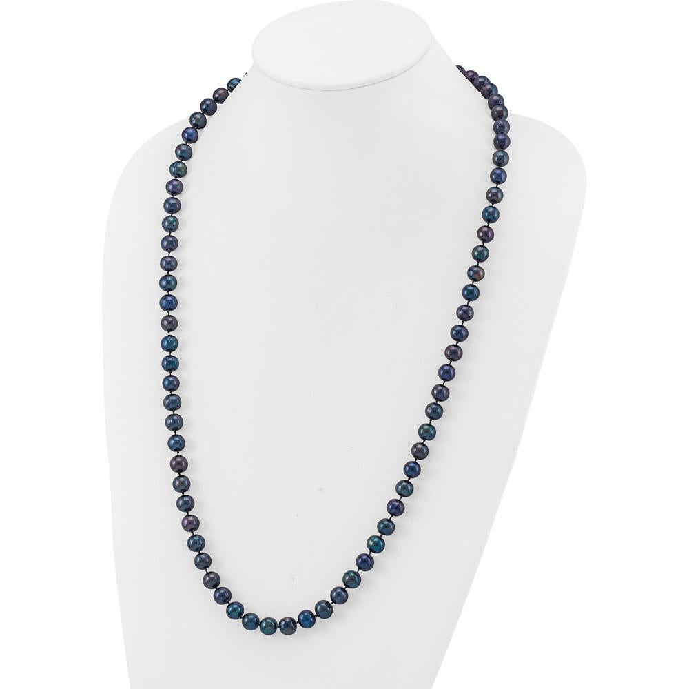 14K Yellow Gold 28" Freshwater Black Cultured Pearl Necklace - 87 Pearls by Monteluci Fine Jewelry