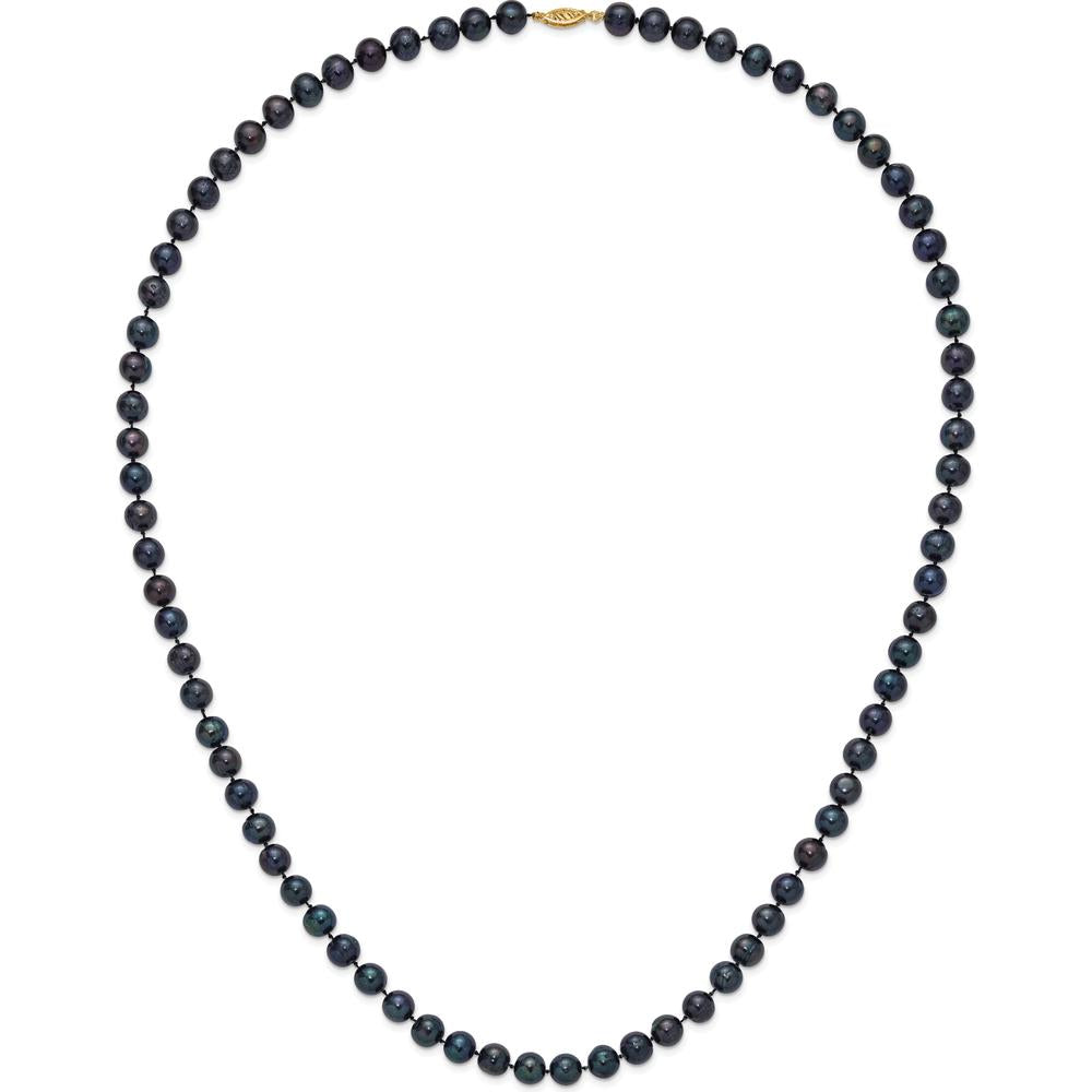 14K Yellow Gold 28" Freshwater Black Cultured Pearl Necklace - 87 Pearls by Monteluci Fine Jewelry
