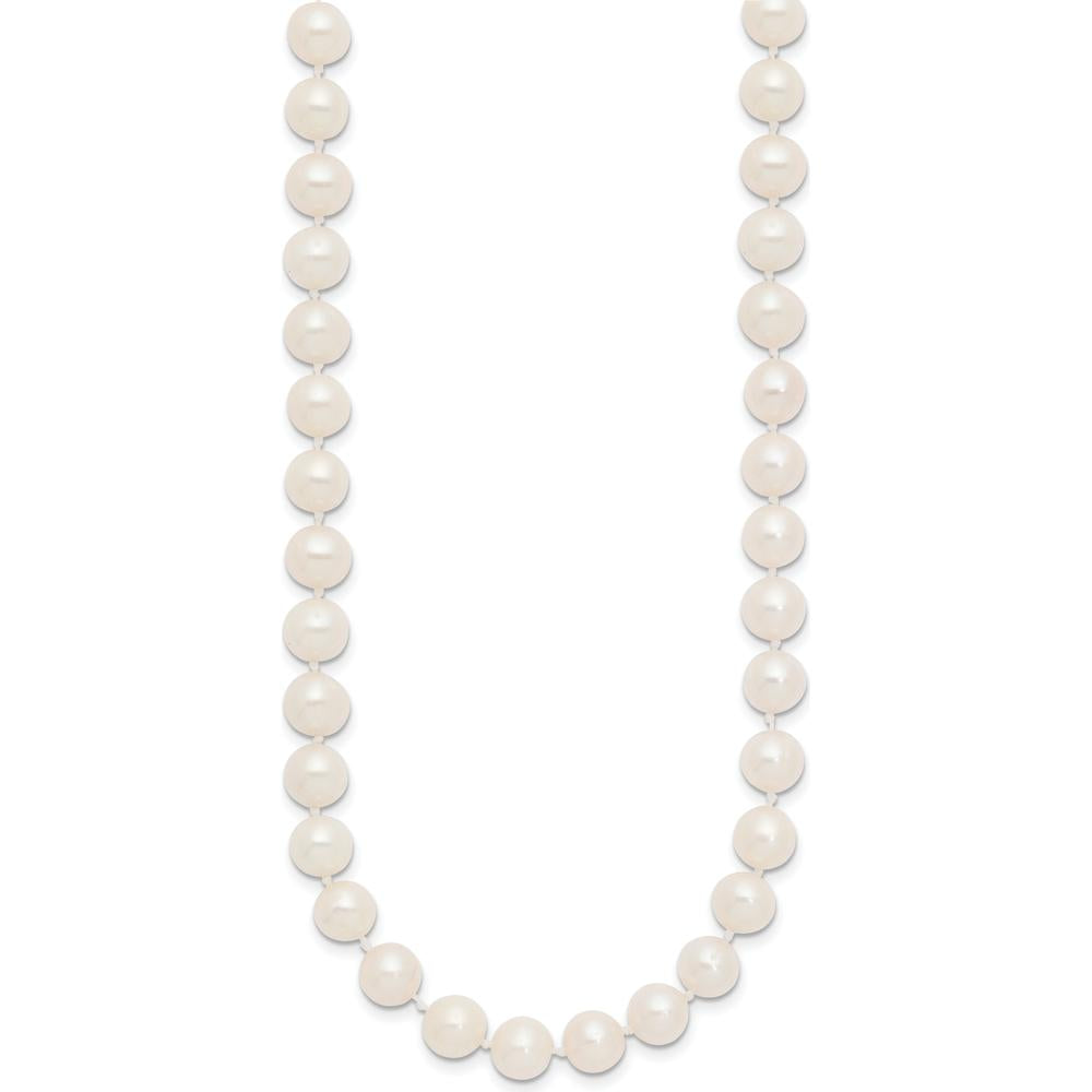 14K Yellow Gold 28" Freshwater Cultured Pearl Necklace - 7-8 mm Near-Round Pearls by Monteluci Fine Jewelry