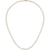 14K Yellow Gold 28" Freshwater Cultured Pearl Necklace - 7-8 mm Near-Round Pearls by Monteluci Fine Jewelry