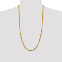 14K Yellow Gold 28 Inch 4.75mm Semi-Solid Rope Chain with Lobster Clasp by Oro Pregiato