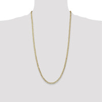 14K Yellow Gold 28-Inch Open Concave Curb Chain with Lobster Clasp - 3.8mm Width by Oro Pregiato