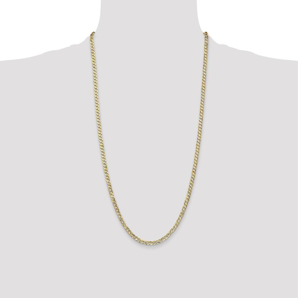 14K Yellow Gold 28-Inch Open Concave Curb Chain with Lobster Clasp - 3.8mm Width by Oro Pregiato