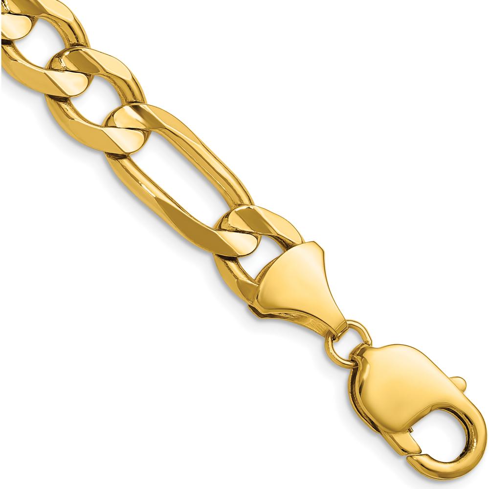 14K Yellow Gold 28-inch Polished Figaro Chain Necklace - 10mm Width by Oro Pregiato